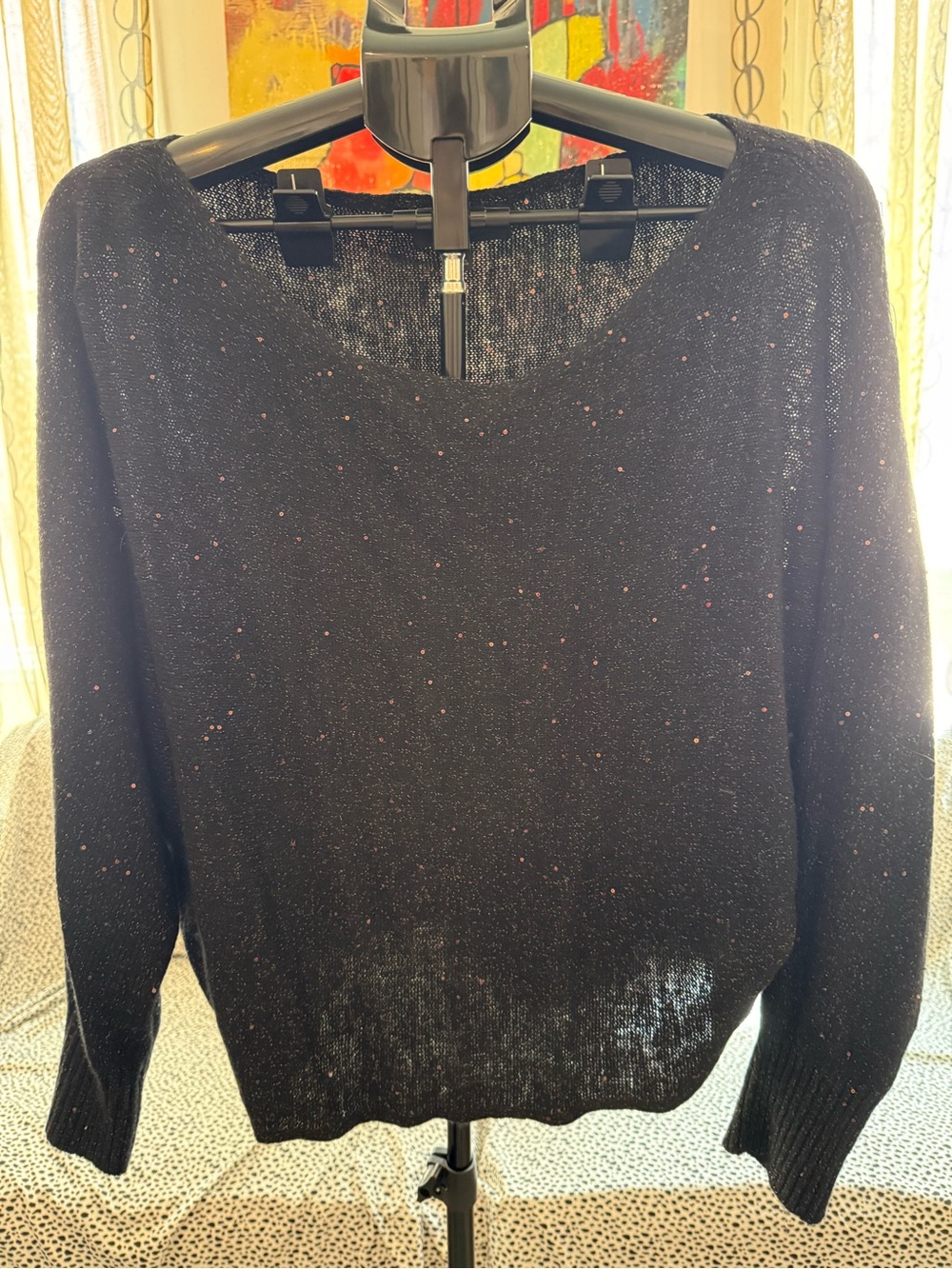 Banana Republic Black Knit Crewneck Sweater with Sparkle